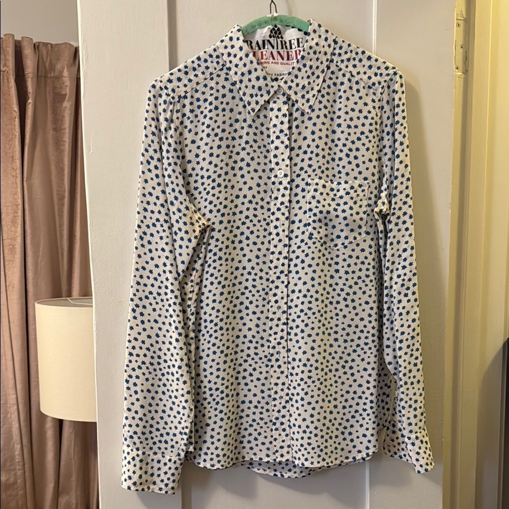 Equipment Blue and White Button Down Shirt